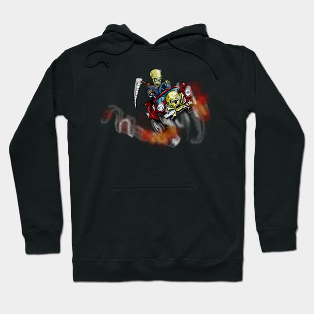 Grim Reaper in a Big Daddy Hot Rod Hoodie by silentrob668